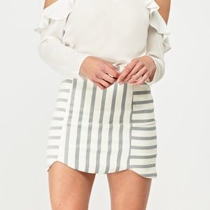 Stripped Mini Scallop Skirt
